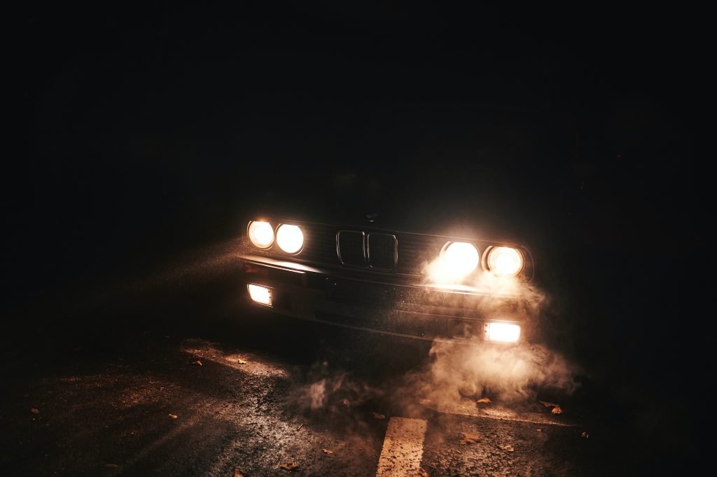 headlights of car in the dark