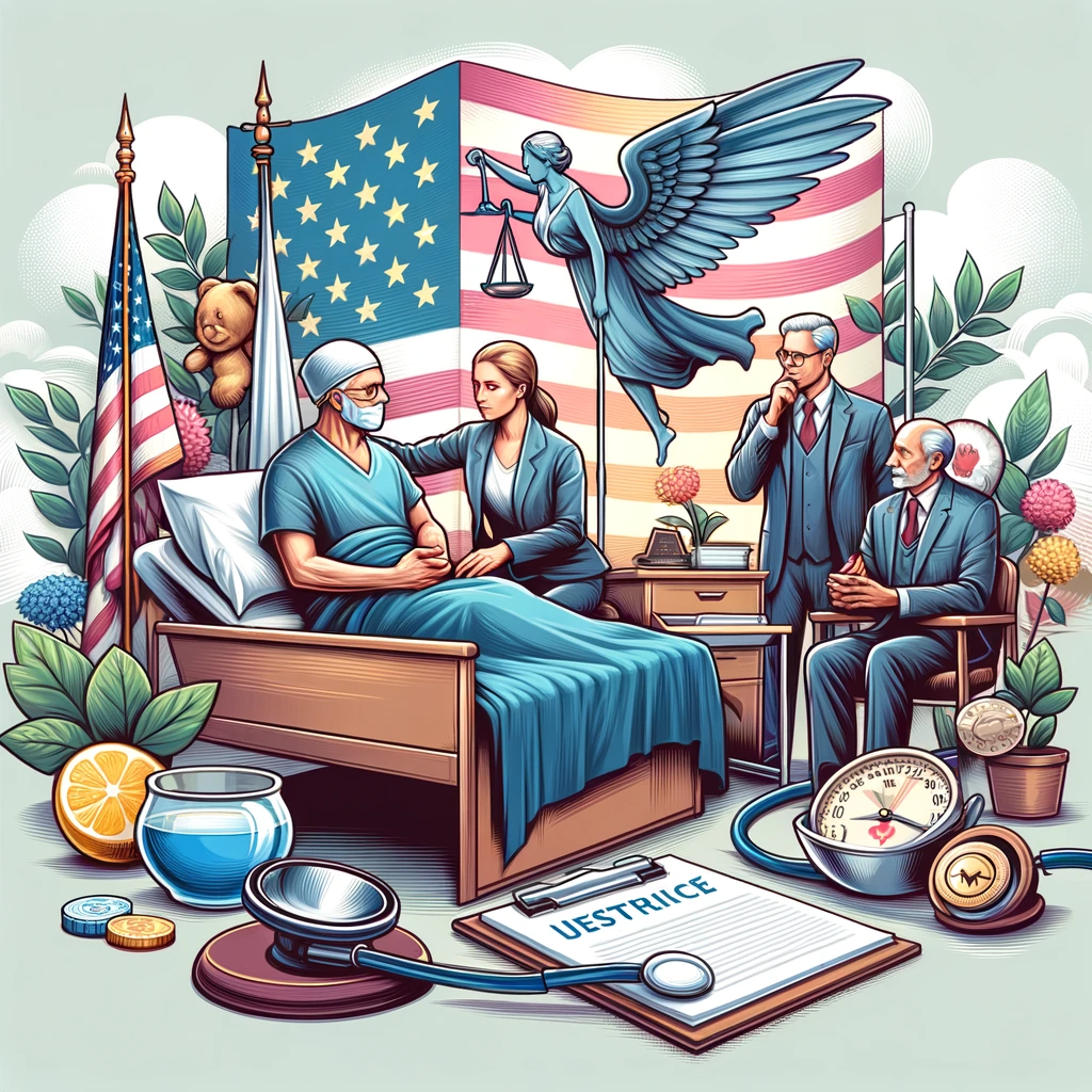 Illustrate a comforting and professional healthcare environment with a touch of legal support. The image should resonate with themes of care, recovery, and justice, reflecting the comprehensive services of Americana Injury Clinic.