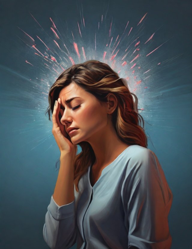 A visual representation of a person experiencing a left-sided headache with a soothing and calming background indicating relief and care.