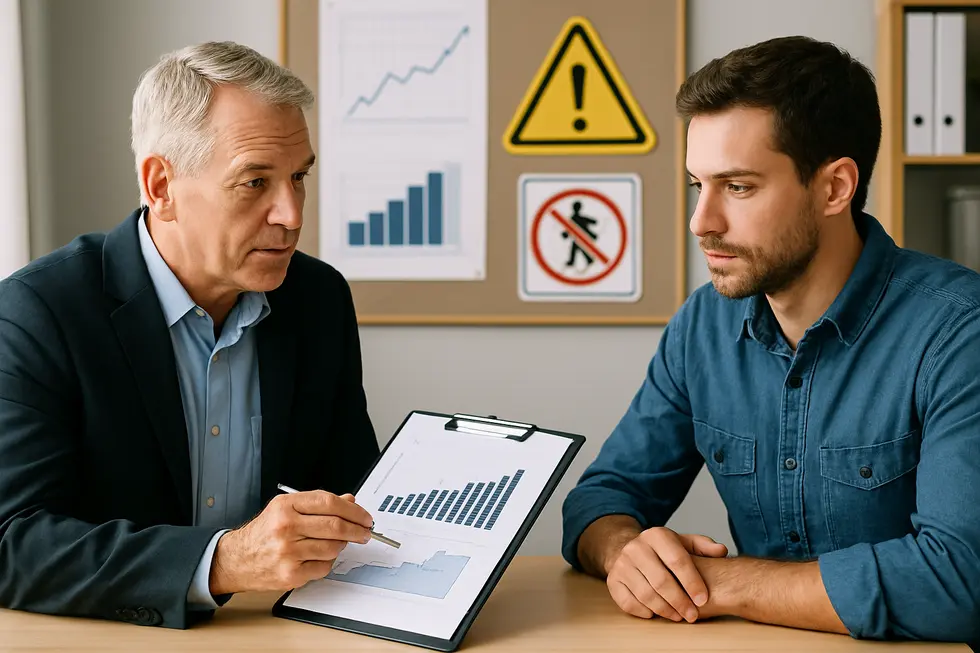 Texas employer and employee reviewing safety strategies to prevent workplace injuries.
